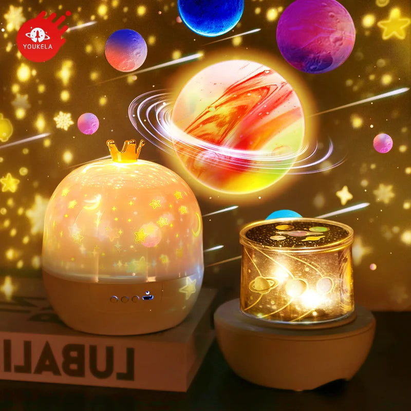 projecteur nuit étoiles lune géométrique blanc bleu jaune moderne veilleuse chambre enfants led diy