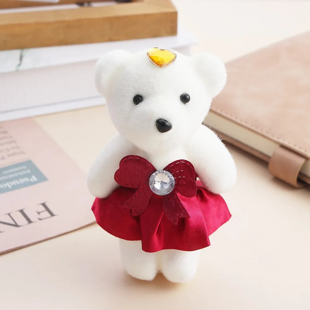 ours peluche blanc doux velouté rubans strass coeurs couronne dorée décoration anniversaire mariage