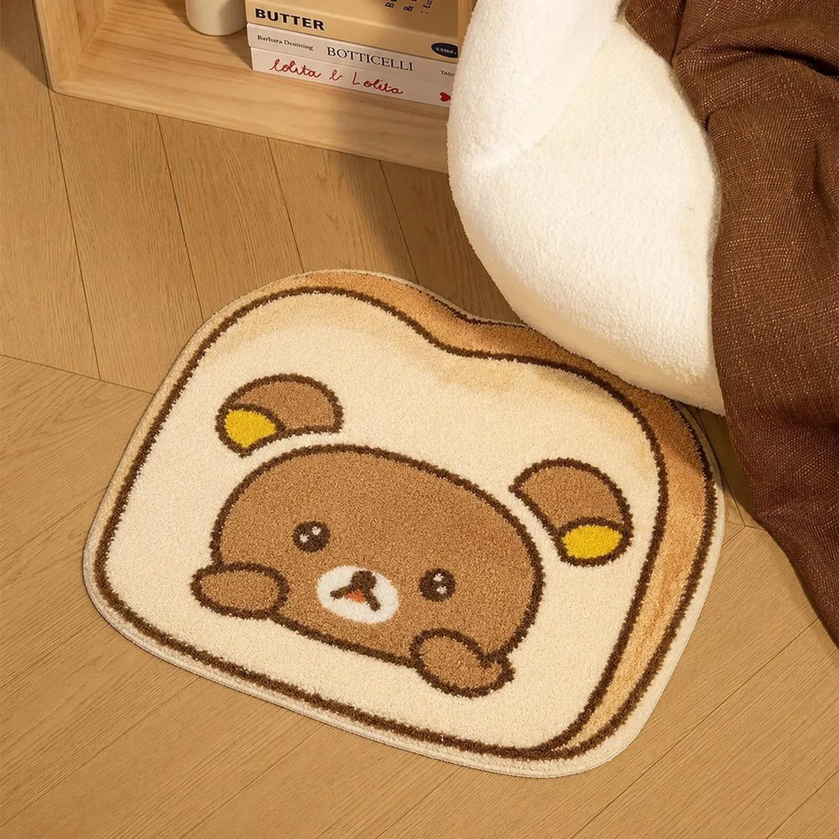 tapis décoration kawaii ours mignon pelucheux antidérapant intérieur maison salle bain chambre entrée