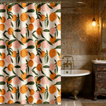 rideau douche moderne orange pêches feuilles anti moisissure opaques polyester anneaux