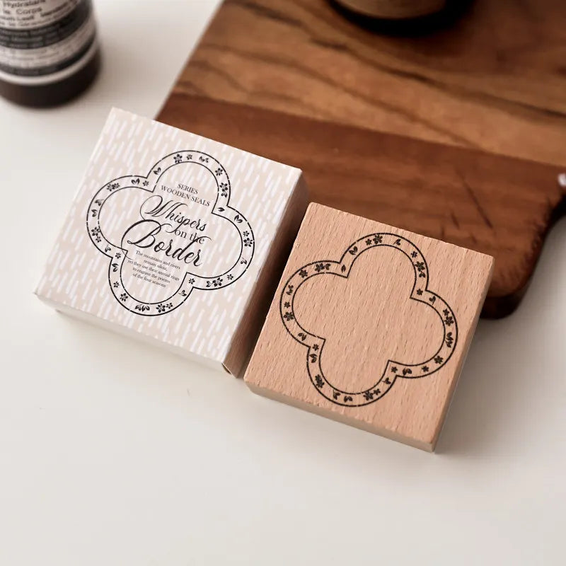 tampons bois floral géométrique vintage décoration créative scrapbooking outils décoratifs DIY étiquettes journaux