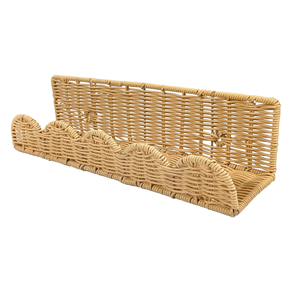 étagère murale rustique paniers tissés motifs scallops naturels respectueux environnement rangement