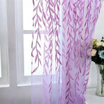 rideau decoratif feuilles saule violet transparent romantique maison