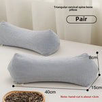 oreiller cervical triangle coton sarrasin rayé gris bleu beige minimaliste catégories