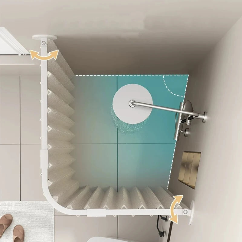 rideau douche texturé barre acier inoxydable tissu opaque moderne minimaliste douchette mélangeur thermocouple