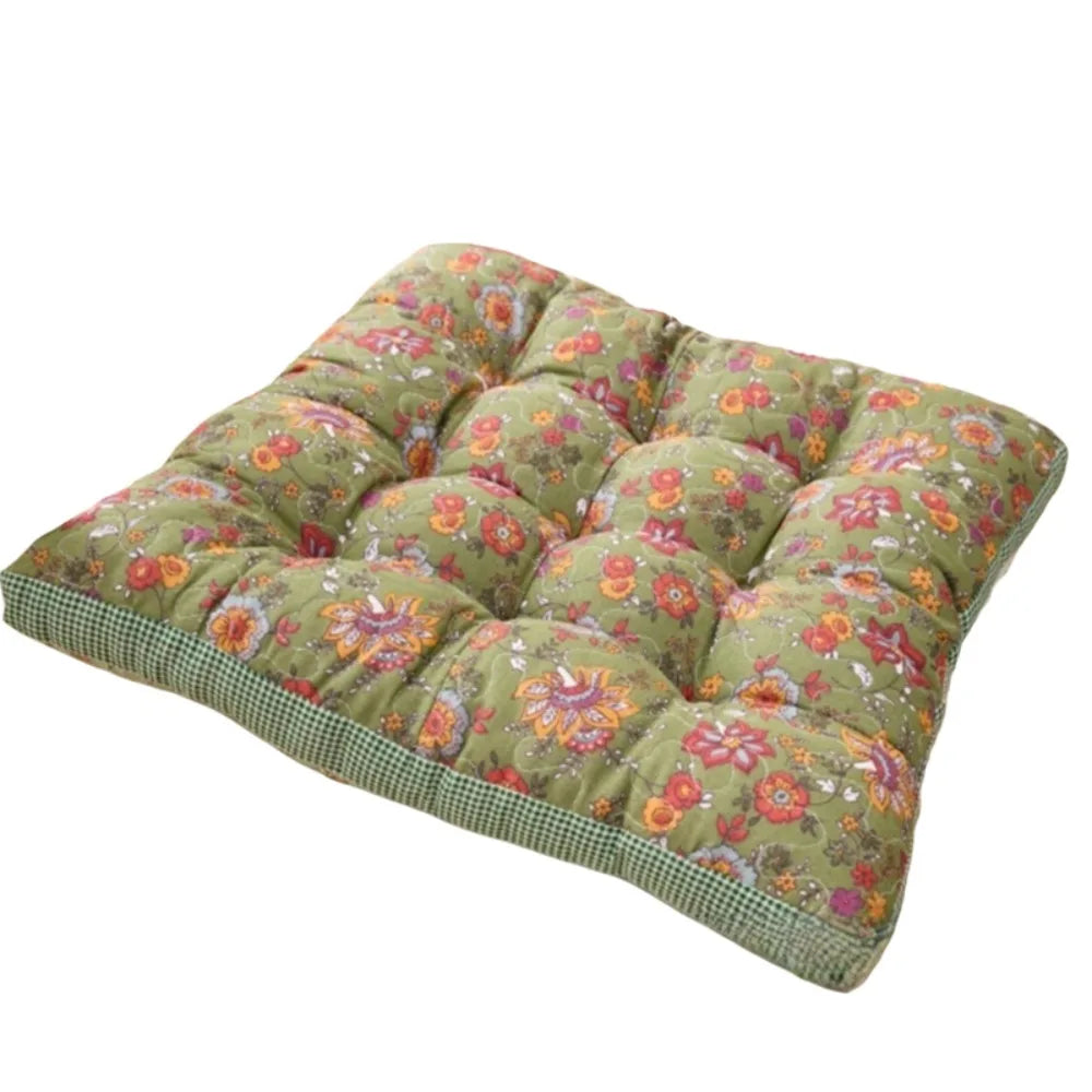 coussin chaise carré patchwork floral rose bleu doux coton épais imperméable