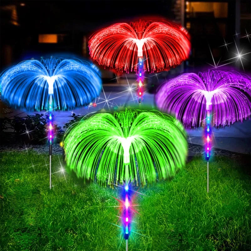 lumière solaire led moderne bleu vert violet blanc jardin feuilles floral piquet fixe