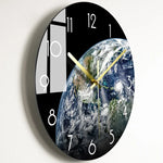 horloge murale moderne noire étoiles galaxie lumineuses salon décoration opaque aiguilles électrique