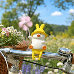 jouet canard jaune oreilles lapin moulin vent rose clip fixation guidon vélo enfantin