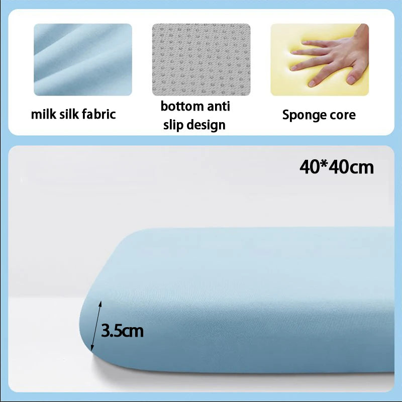 coussin chaise mousse mémoire forme douce polyester coton bleu gris rose moderne ergonomique adhésif