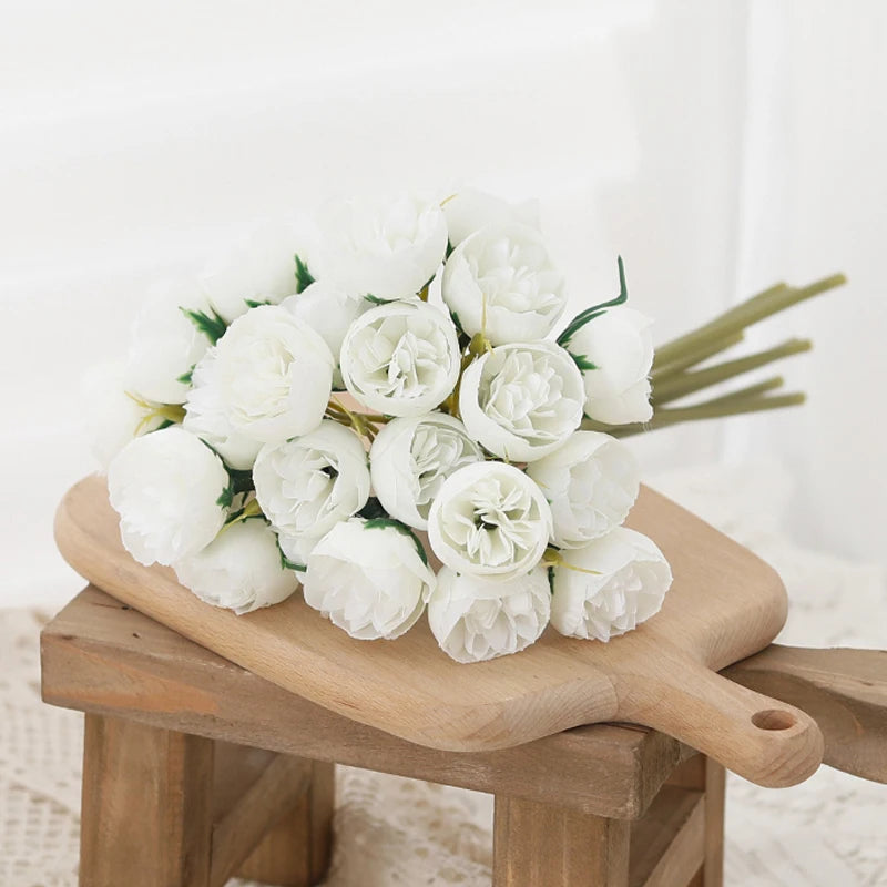 bouquet pivoines artificielles soie rose blanc violet décoration intérieure mariage anniversaire transparent minimaliste
