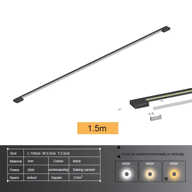 applique murale led moderne noire fixée mur éclairage quotidien 90 260V 10 lumières