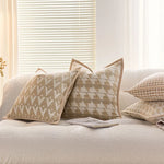housse coussin carré polyester géométrique moderne beige clair foncé suspension Jacquard décoration maison commerciale