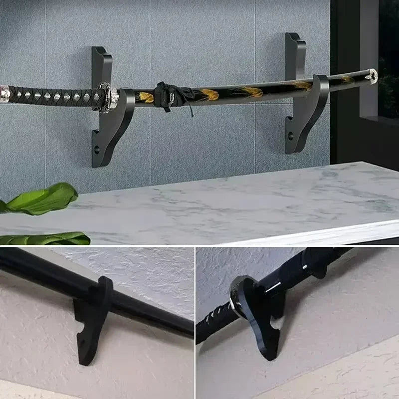 support mural bois épées katana décor japonais zen présentoir couteaux salle mangerDecorationMurale