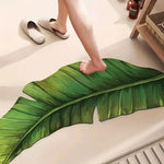 tapis sol antidérapant vert feuille bananier moderne salle bain cuisine plage