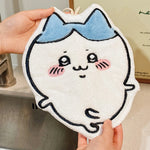 serviettes main décoratives kawaii blanc beige bleu personnage souriant oreilles lapin
