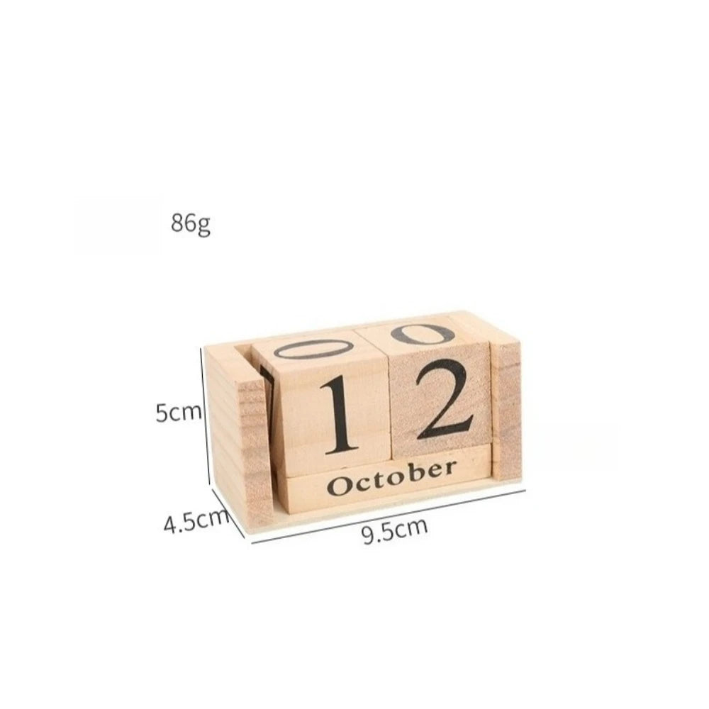 calendrier bois naturel grain minimaliste quotidien mois dates boîte rangement(cube) opaque sans fixation