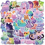 stickers dessin animé mignon galaxie étoiles pastel violet bleu rose orange vert noir adhésifs