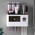 porte brosses dents distributeur dentifrice adhésif moderne blanc noir violet translucent