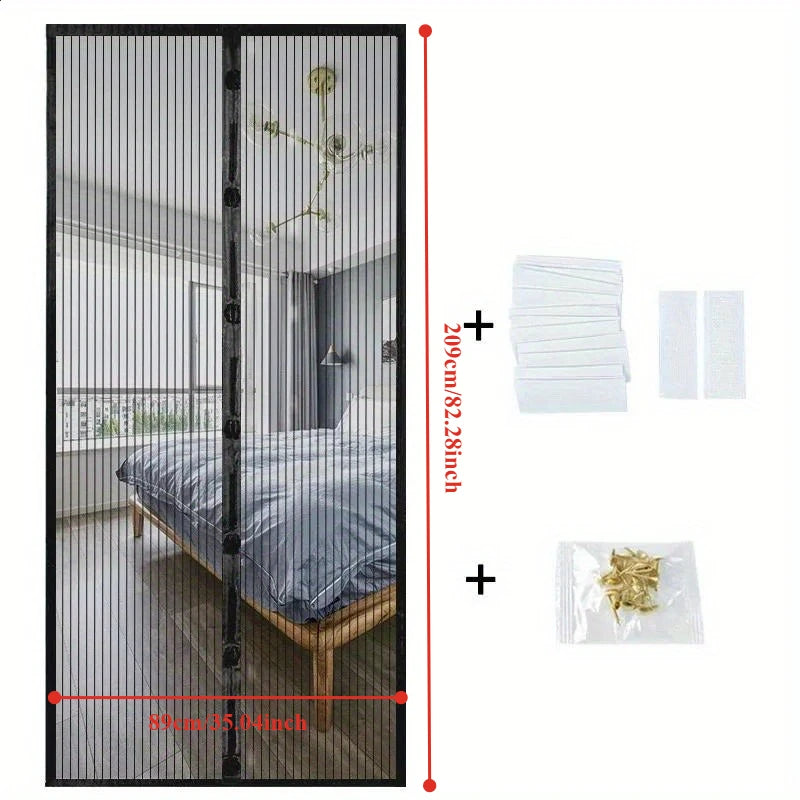 rideau moustiquaire magnétique noir blanc maille fine transparent moderne adhésif porte