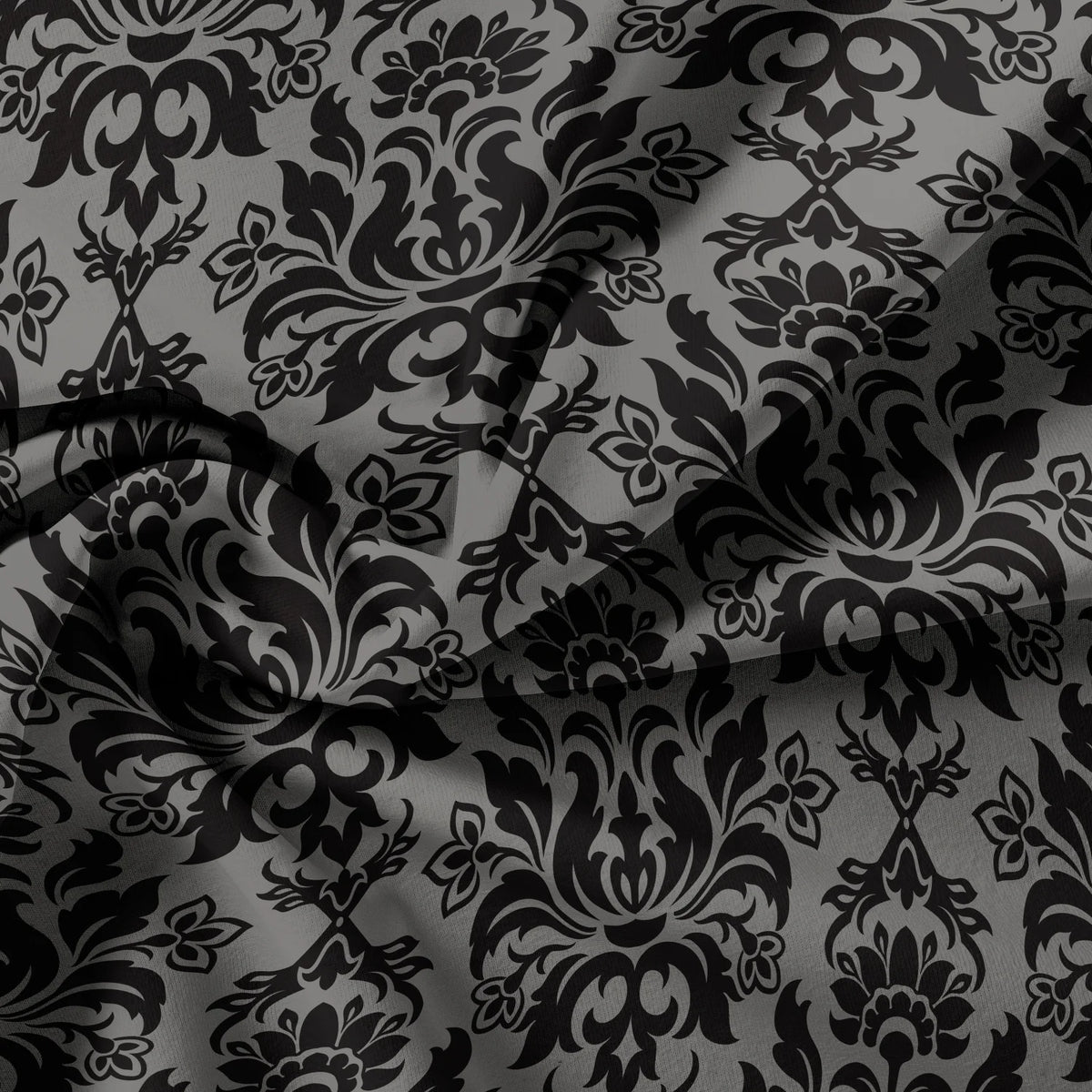 ensemble literie moderne pièces noir gris motifs floraux complexe satiné gothique