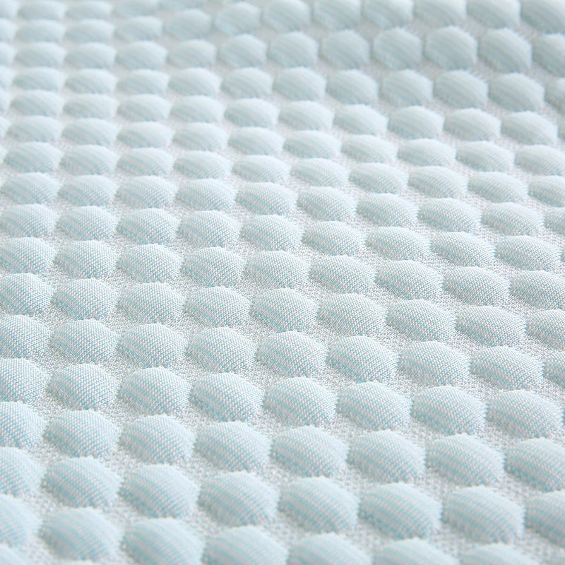 coussin ergonomique bleu clair texture géométrique contemporain mémoire forme dauphin anti apnée rafraîchissant été