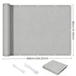 écran confidentialité gris moderne toile imperméable corde pinces uv protection balcon 80x300cm