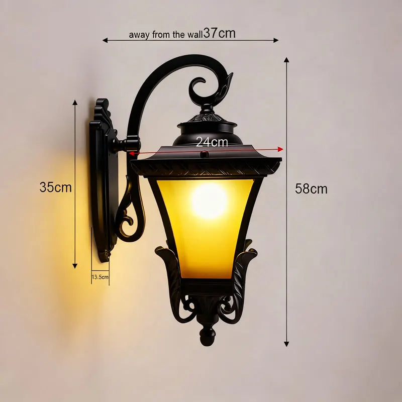lampe murale extérieure classique vintage motif floral aluminium noir jaune ip65 led 110v 240v