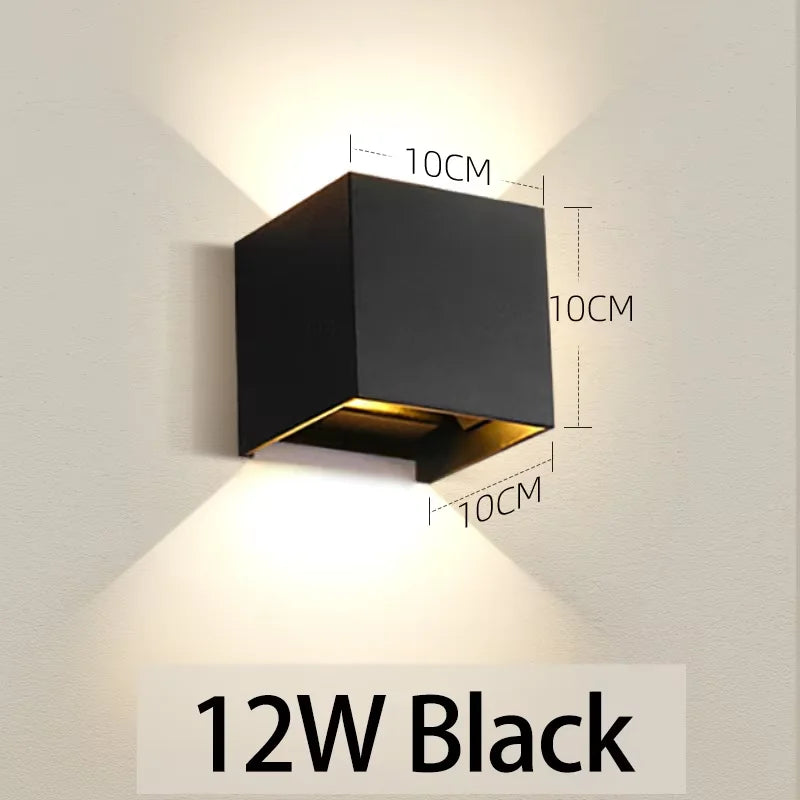 applique murale led contemporaine noire ip65 mur salon éclairage maison 3000k 85265v