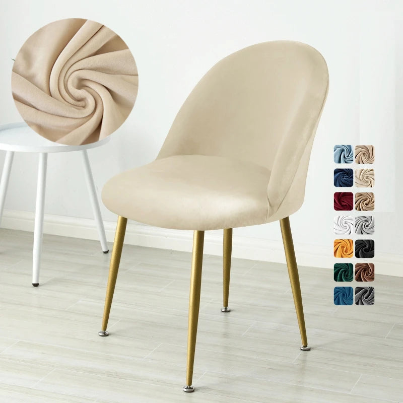 housse chaise velours unie moderne beige verte mariage banquet accueil fixe pieds métalliques dorés