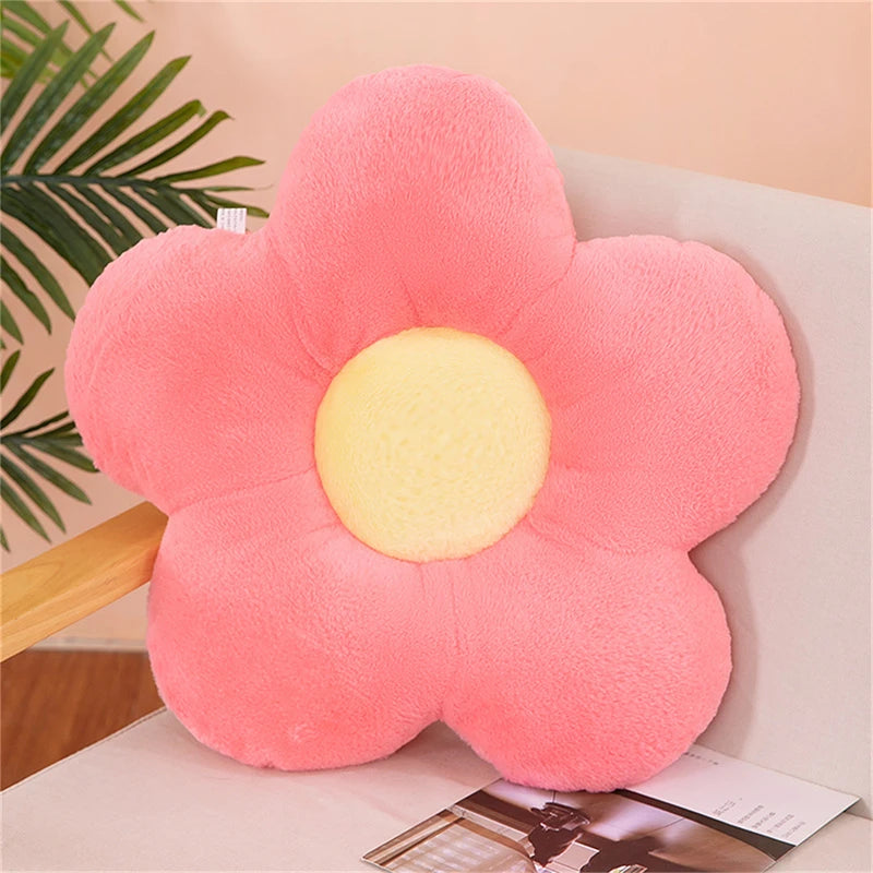 coussin fleur peluche lavable rose gris vert jaune violet moderne chambre lit