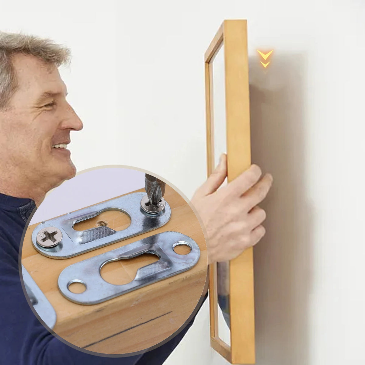 clips fixation cadres argentés vis pratiques suspension murales travail bois