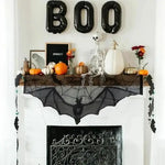rideau halloween toile d'araignée chauve souris noir décoration fenêtre occasion festivités