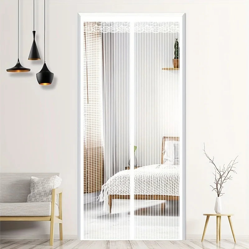 rideau porte blanc maille fine opacité moderne clips fixation 90x210cm