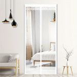rideau porte blanc maille fine opacité moderne clips fixation 90x210cm