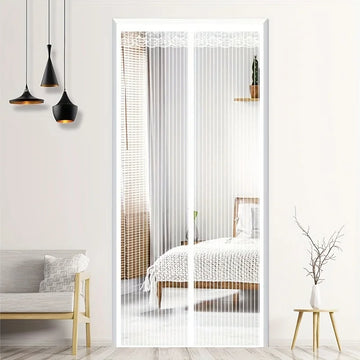 rideau porte blanc maille fine opacité moderne clips fixation 90x210cm