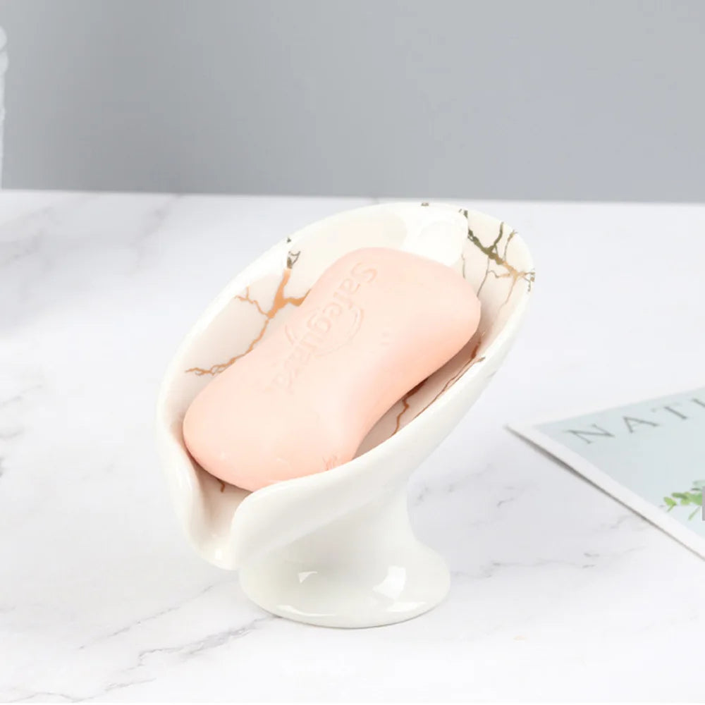 porte savon céramique marbreux moderne blanc vert noir salle bain