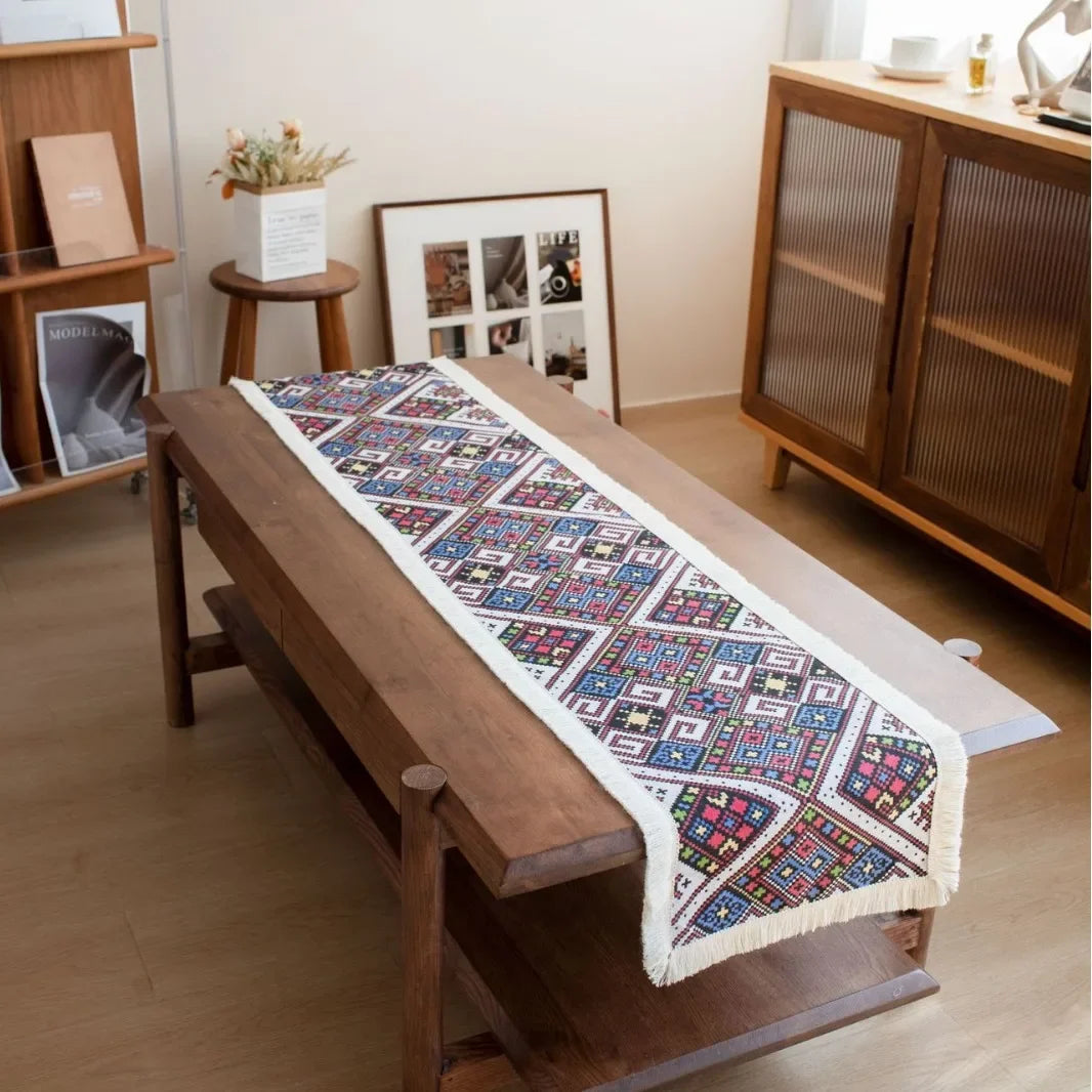 tableau multicolore ethnique motif géométrique polyester coton carrés losanges décoration maison