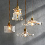 lampe suspendue verre texturé transparent doré vintage chambre salon