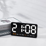 horloge murale numérique réveil double alarme calendrier led moderne noire blanche rose bleu verte