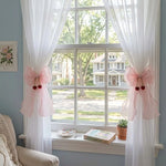 accessoires rideaux decoration maison rose rouge blanc rubans texturés semi transparents