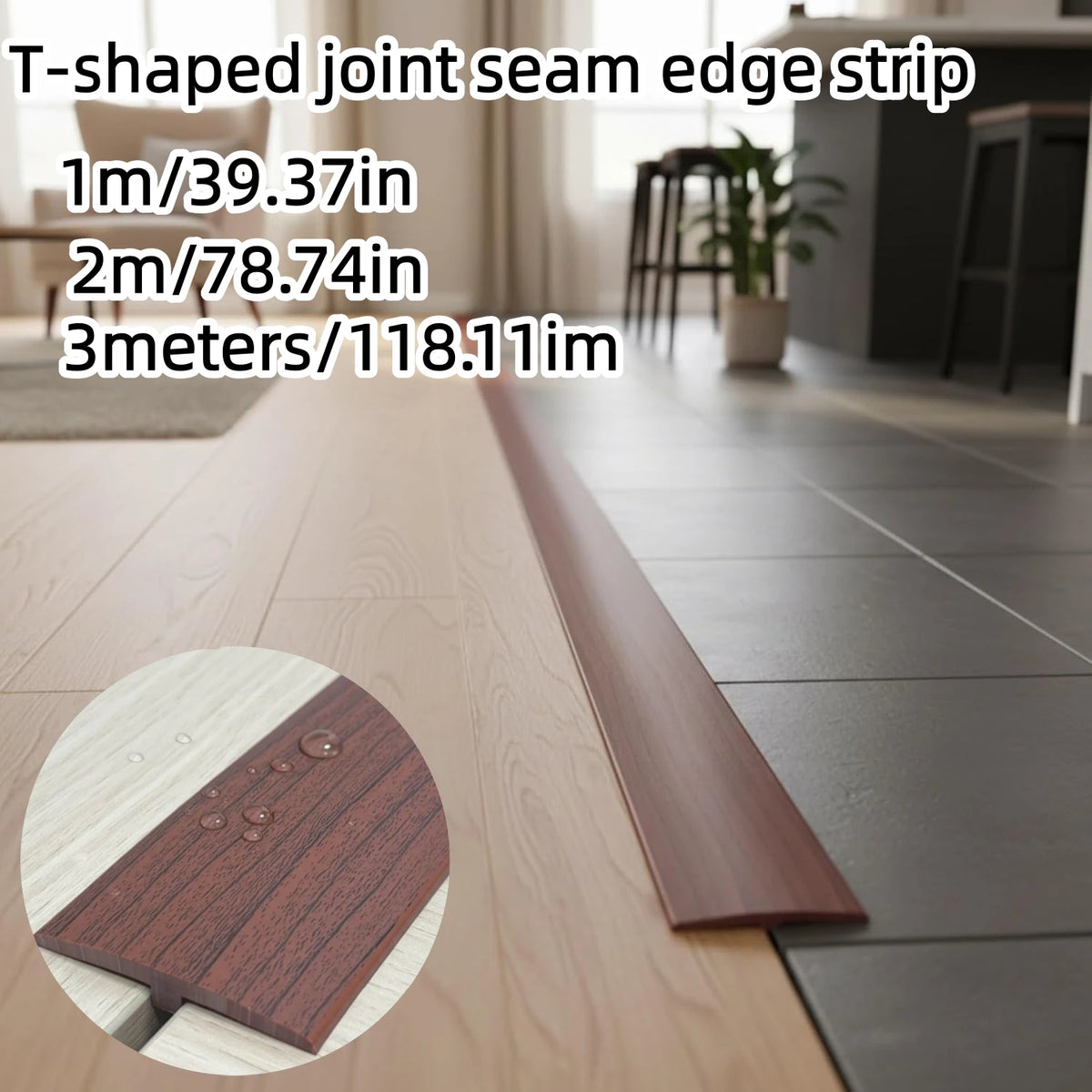 joint transition auto adhésif grain bois marron moderne protection rondelles 50mm 8mm