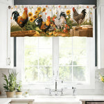 rideau fenêtre multicolore coq tournesol décoratif paysagerintérieur 140x45cm polyester