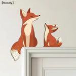 décoration murale renards stylisés orange bébé moderne porte chic graphique