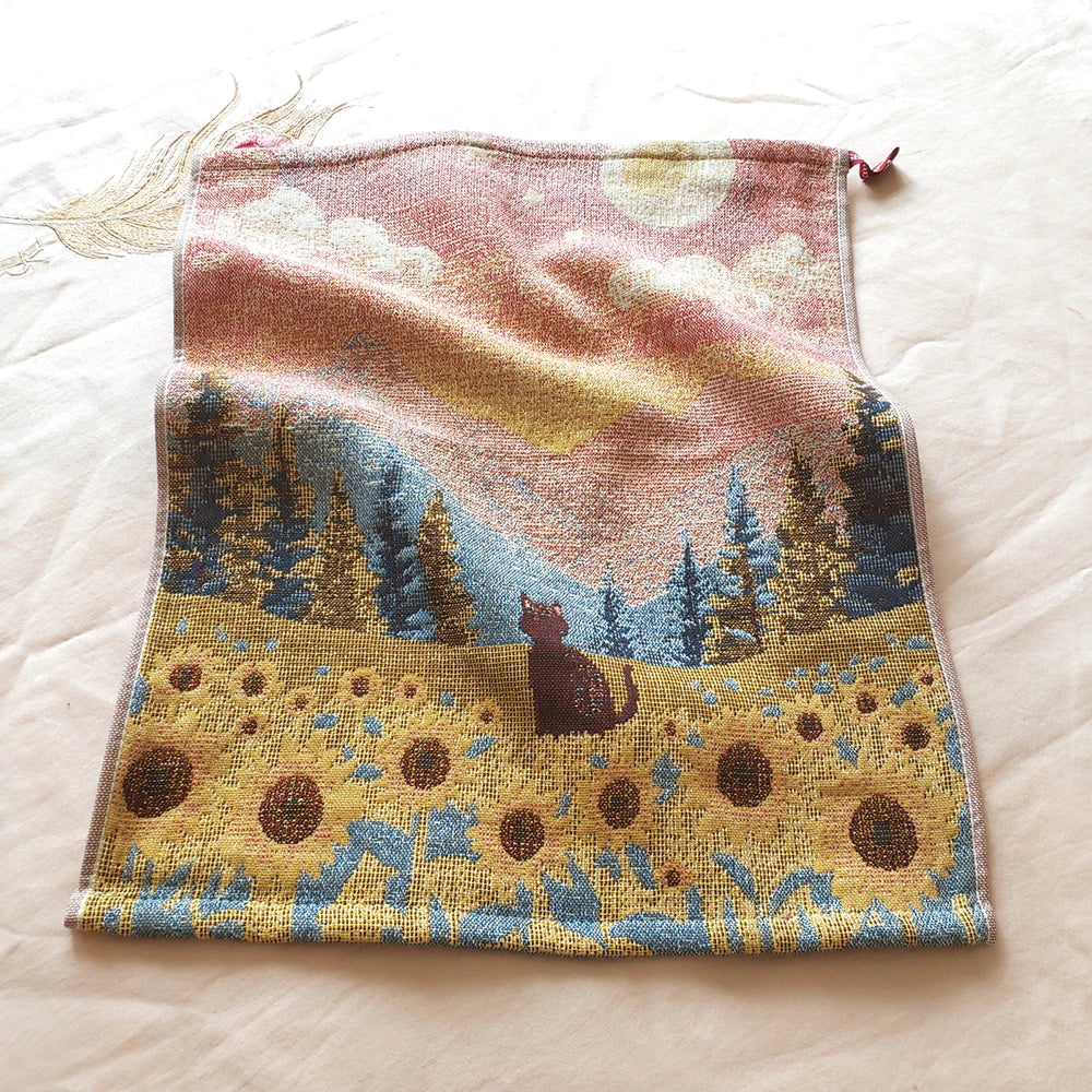 serviette main 100 coton absorption rapide floral chats paysages rose vert noir