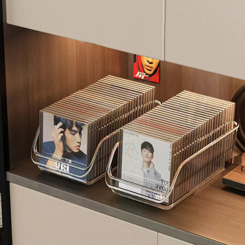 présentoir transparent cassettes audio cd dvd rangement moderne minimaliste stockage boîtes gọn/vnd