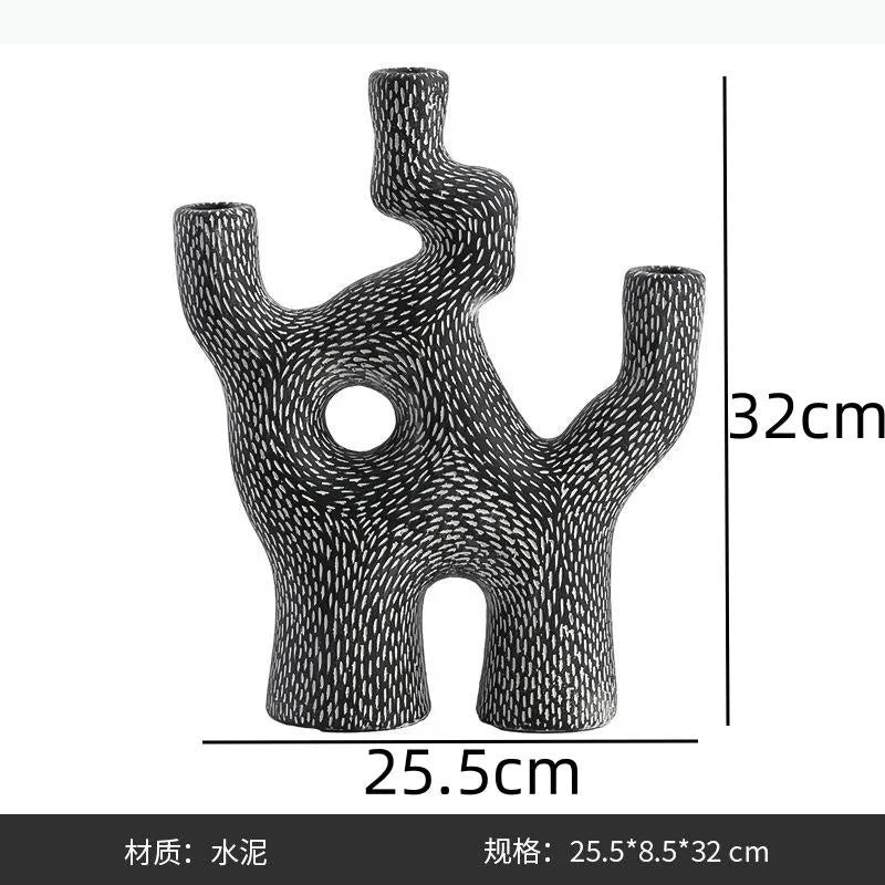 décoration moderne sculpture abstraite noire blanche décoration intérieure vase stylisé branché