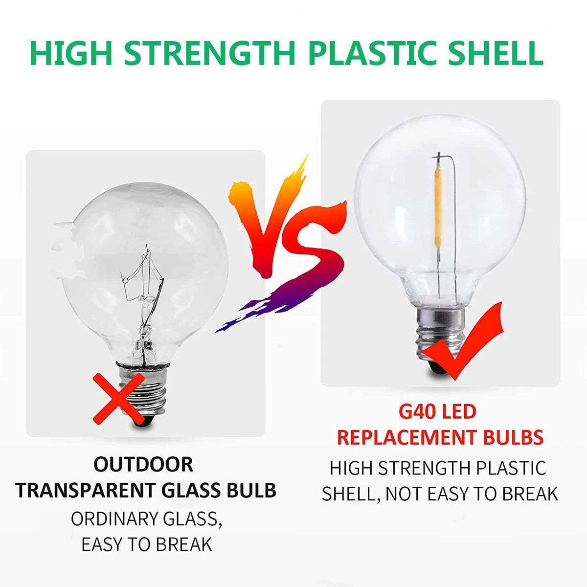 ampoule led g40 transparente filament doré globe vintage blanc chaud 2700k clips suspension jardin