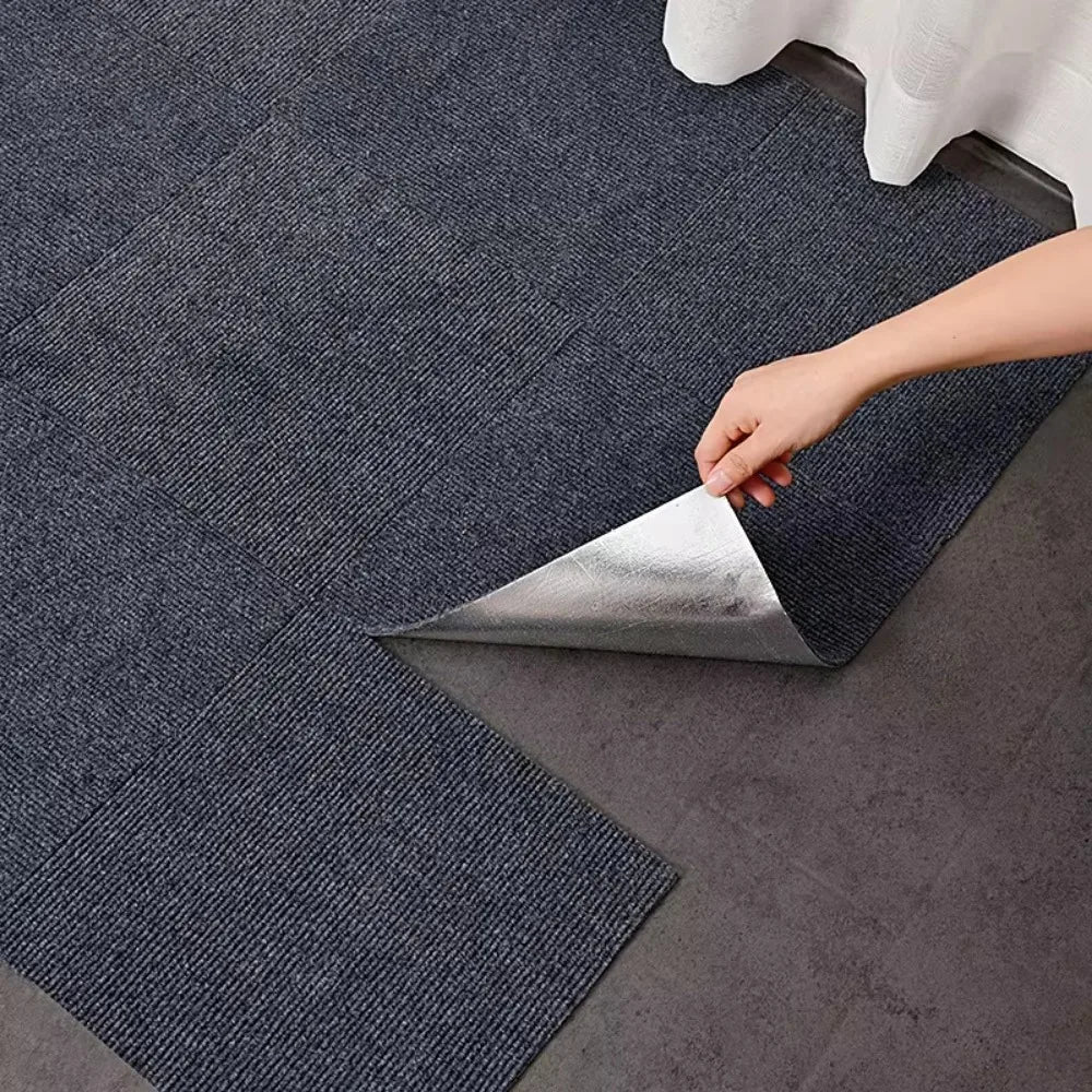 tapis solide polyester adhésif gris foncé moderne 40x40cm maison chambre sans bpa pvc