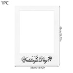 cadre photo mariage blanc calligraphie cœurs rose vintage polaroid festive decoration